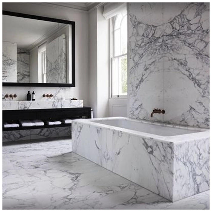 Progetto bagno di lusso in marmo bianco italiano MQ STONE