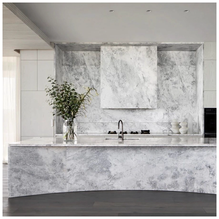 Super White Quartzite Island Countertop in Villa project MQ STONE