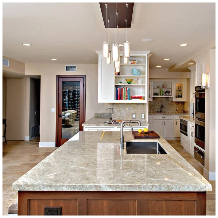 Taj Mahal Quartzite Kitchen Island Tops in USA Villa MQ STONE