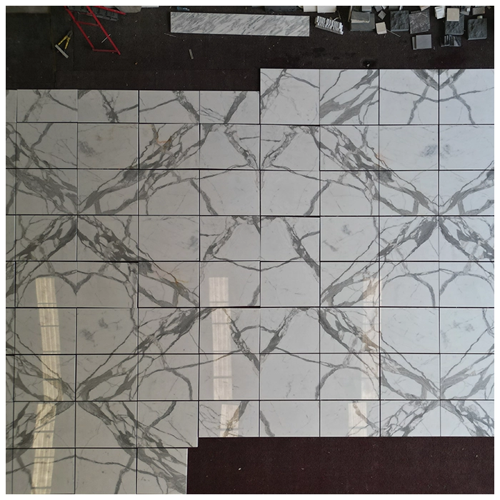 White Calacatta Marble Bookmatch Tiles