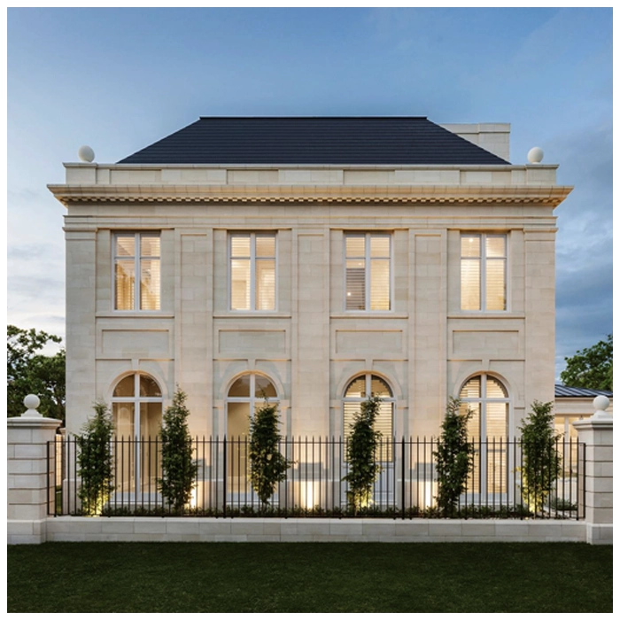 Beige Limestone External Wall Facade Penthouse Projects in USA MQ STONE