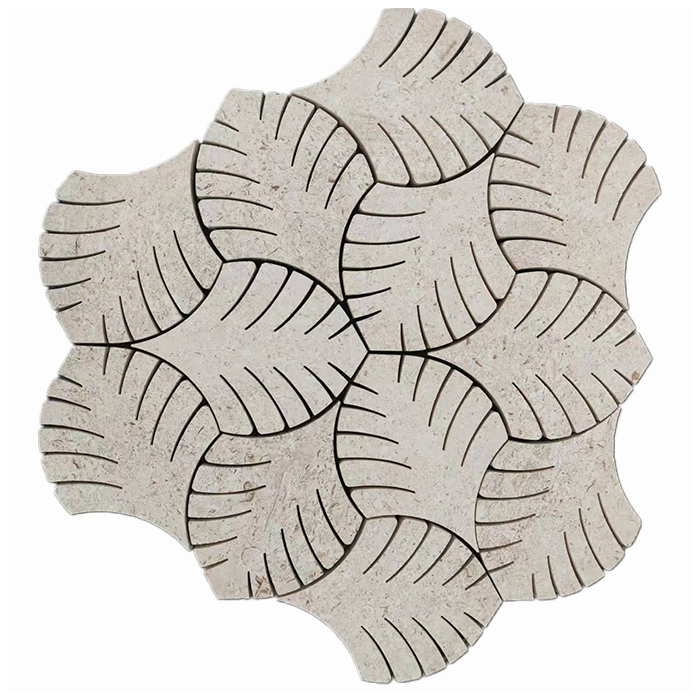 Limestone Foliage Wall Mosaic Tiles